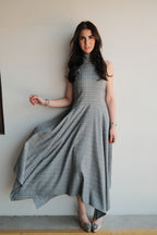 Wilhemine Vestido Midi Cuadros Gris