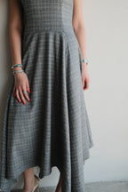 Wilhemine Vestido Midi Cuadros Gris