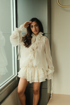 Vestido mini Zéphyrine con volantes