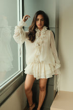 Vestido mini Zéphyrine con volantes