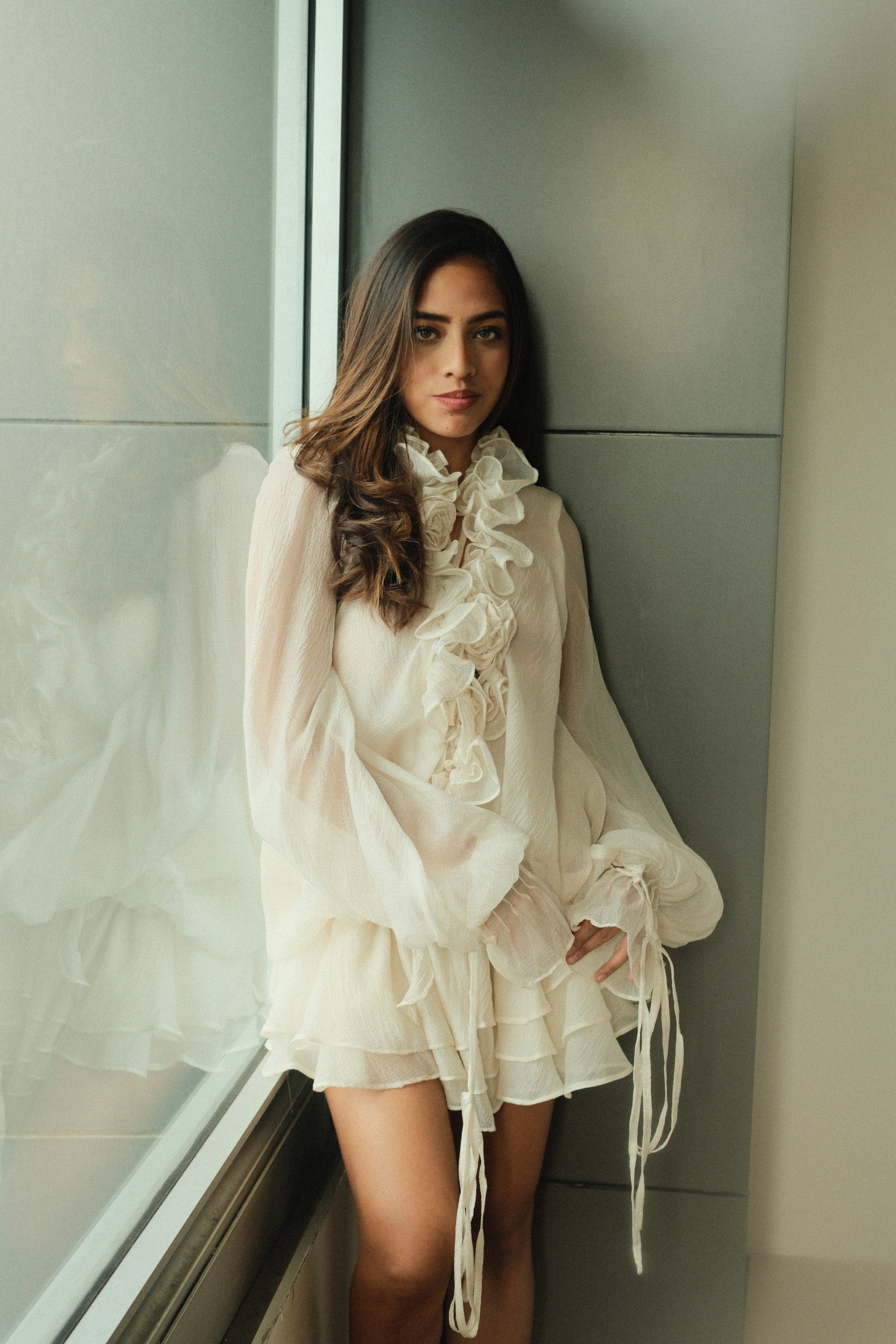 Vestido mini Zéphyrine con volantes