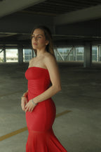 Josiane Vestido Rojo Off-Shoulder