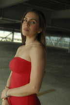 Josiane Vestido Rojo Off-Shoulder