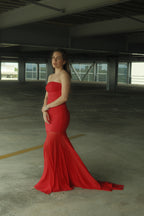 Josiane Vestido Rojo Off-Shoulder