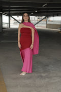 Frambuesa Vestido Strapless Largo