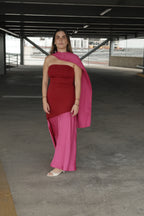 Frambuesa Vestido Strapless Largo