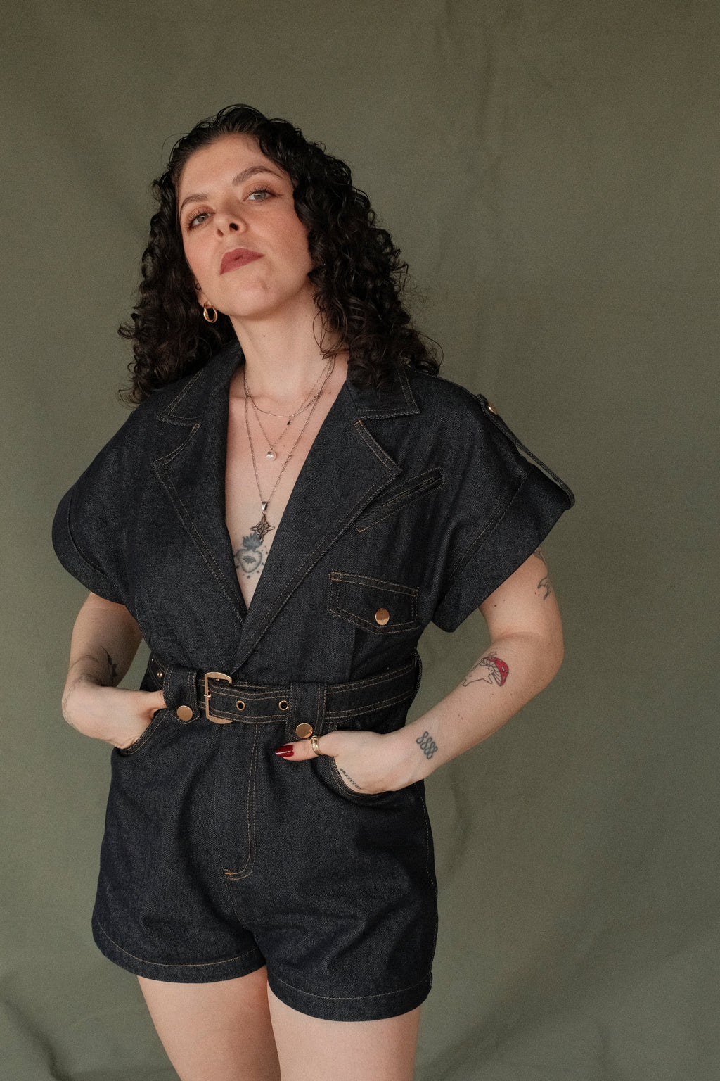 Chloe denim playsuit