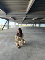 Agnes neutrals floral-print shirt & trousers matching set