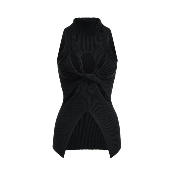 Émilie-twist-detail-high-neck-top