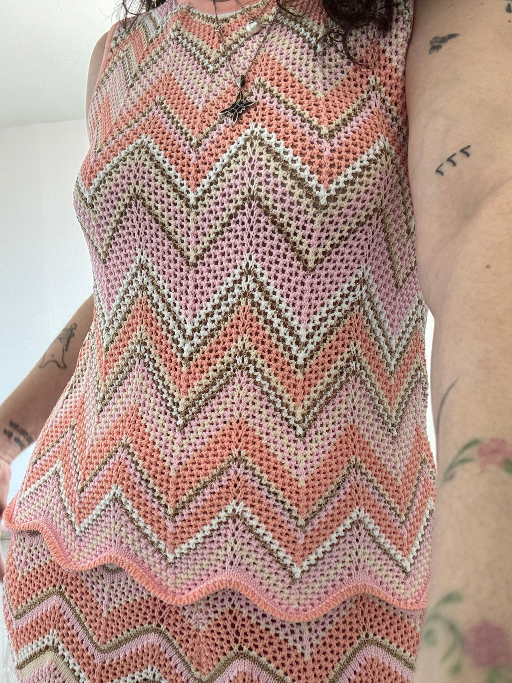 Irina Pink Zigzag Knit Matching Set