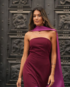 Frambuesa Vestido Strapless Largo