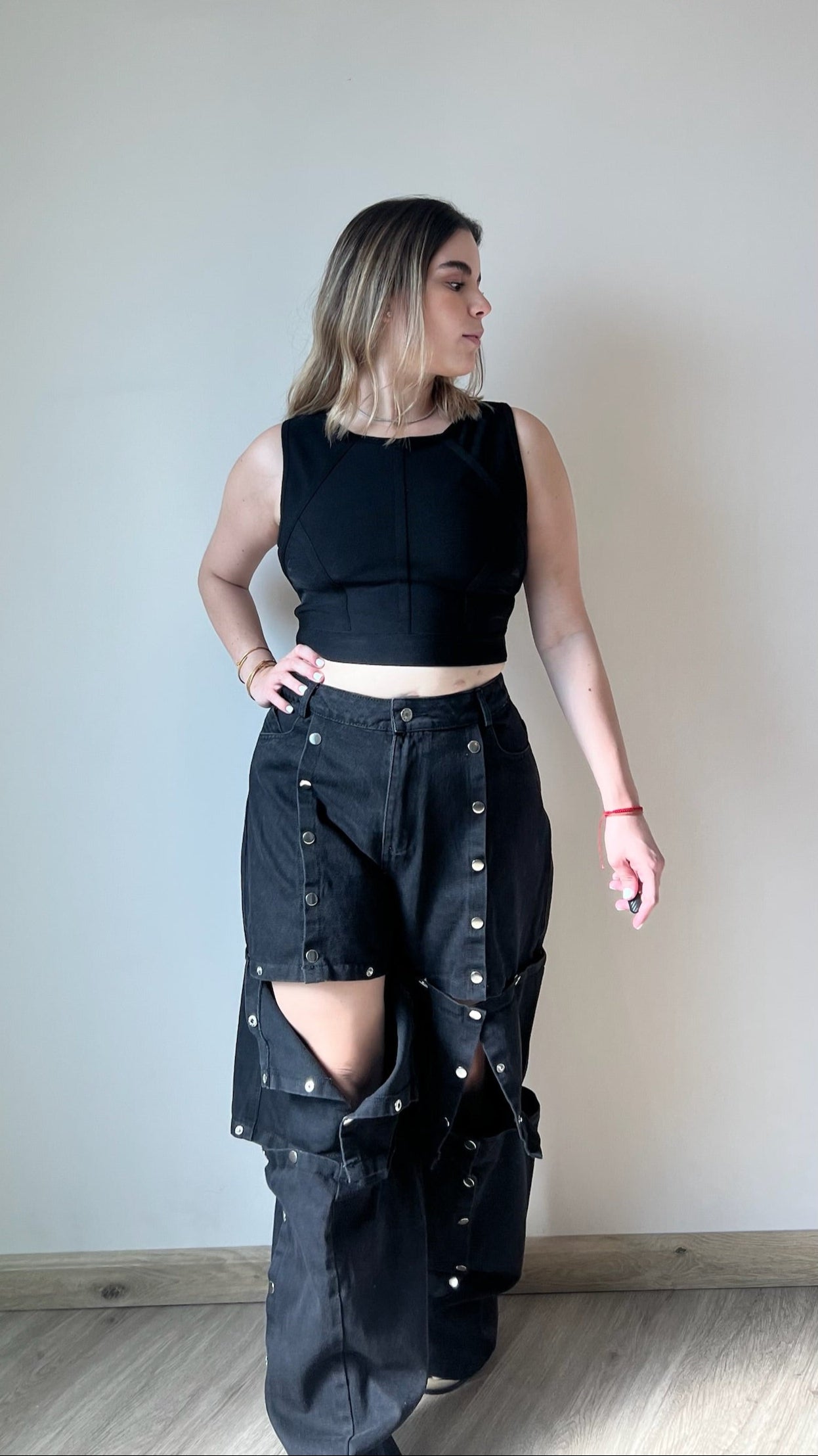 Janelle buttoned straight-leg jeans