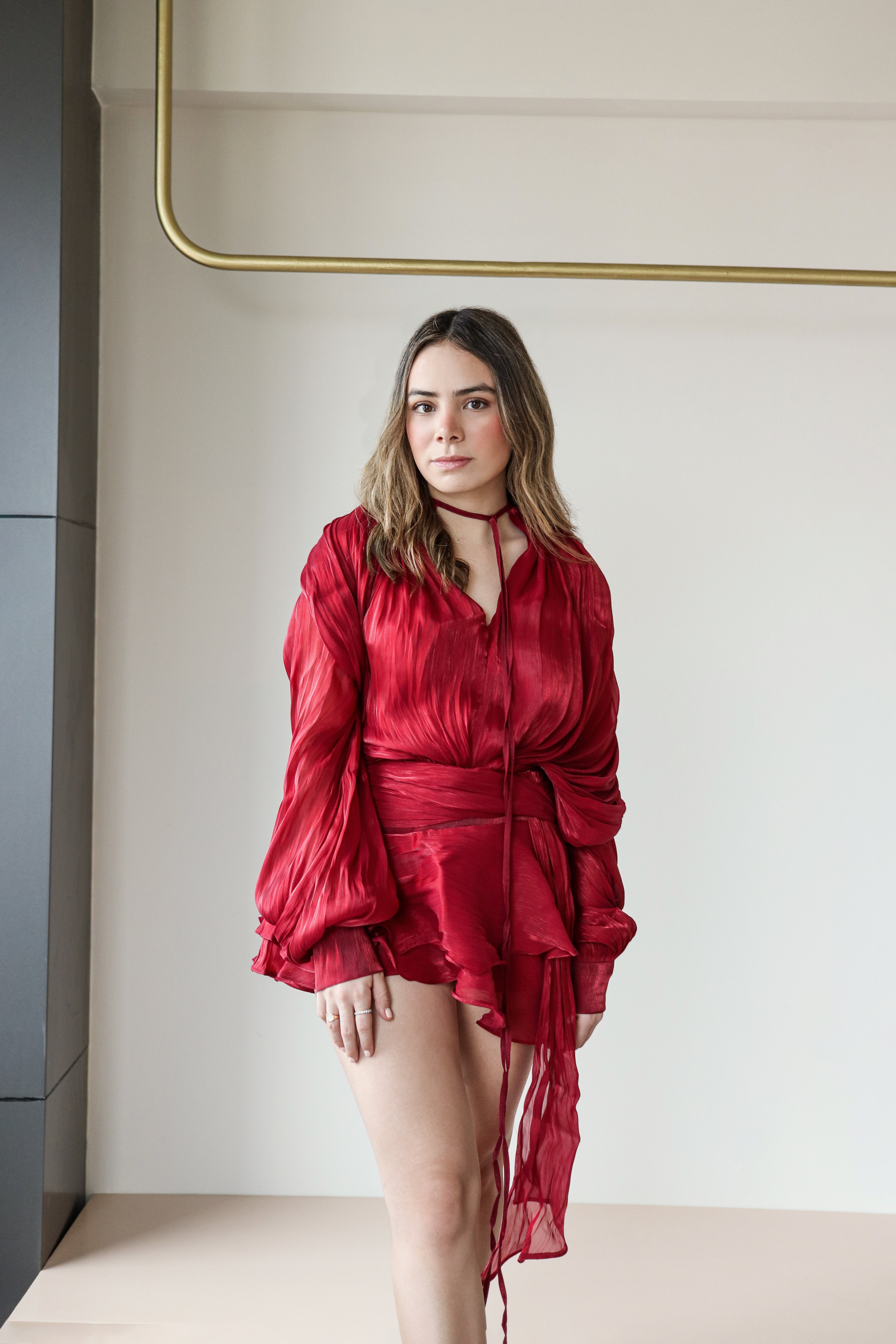 Eugénie fully-pleated ruffled mini dress