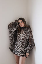 Belle blusa oversize leopard-print