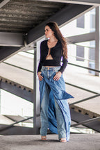 Ysabella blue layered denim jeans