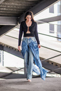 Anais Top negro manga larga con escote