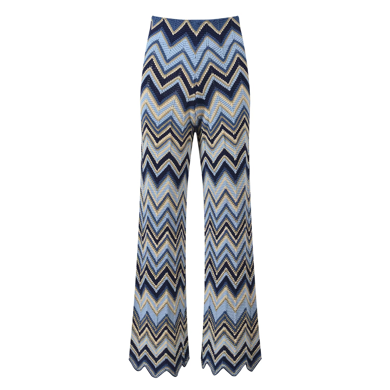 Irina Blue Zigzag Knit Matching Set