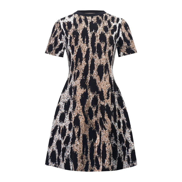Lucie Brown Leopard Knit Mini Dress