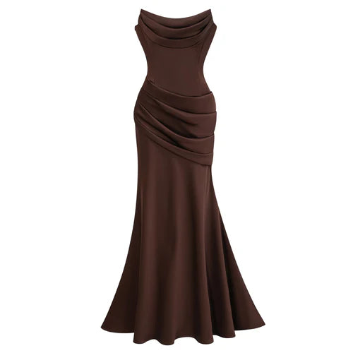 Marilou Vestido Largo Vino Satinado