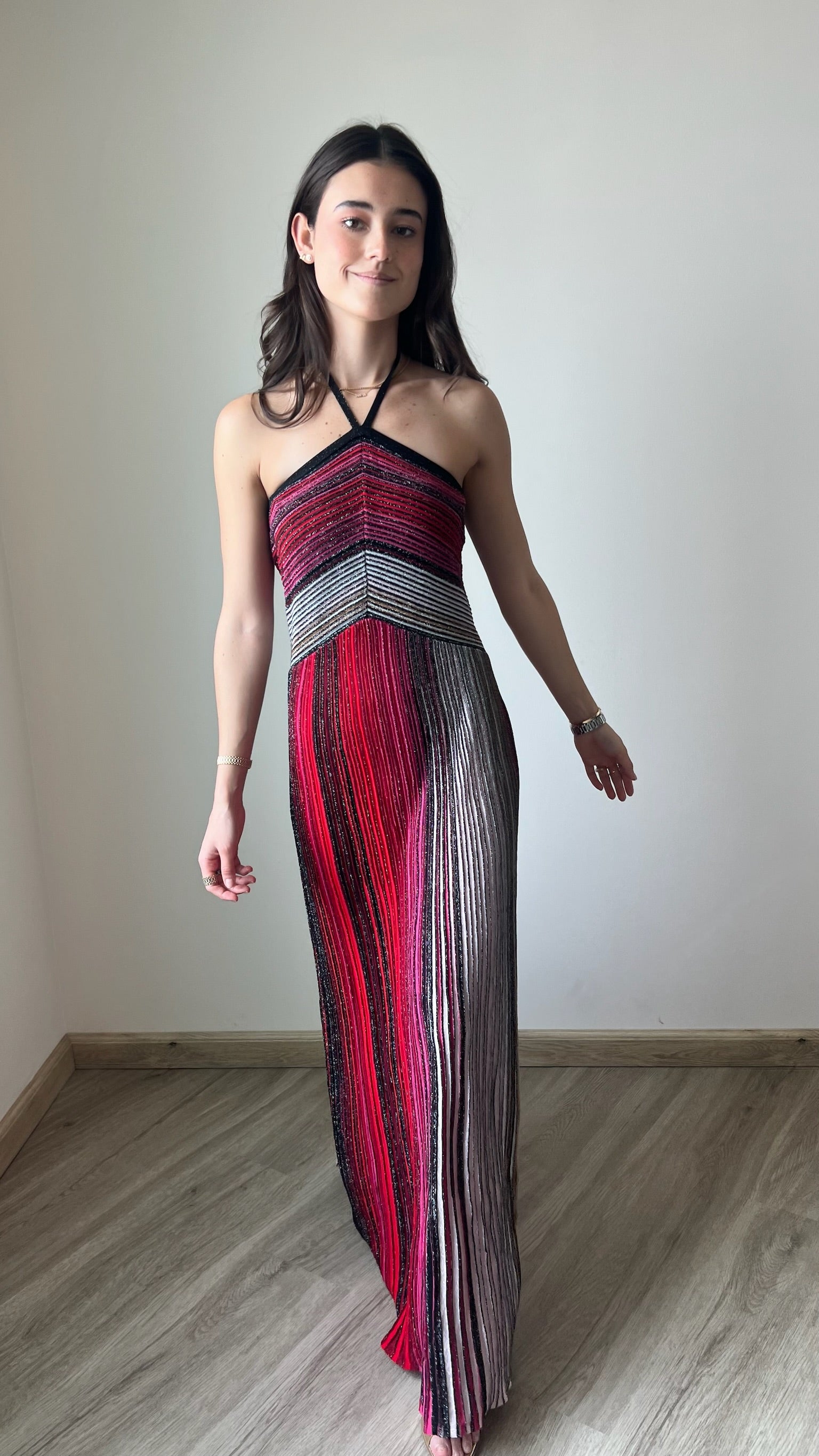 Ulysse Metallic Knit Halterneck Dress