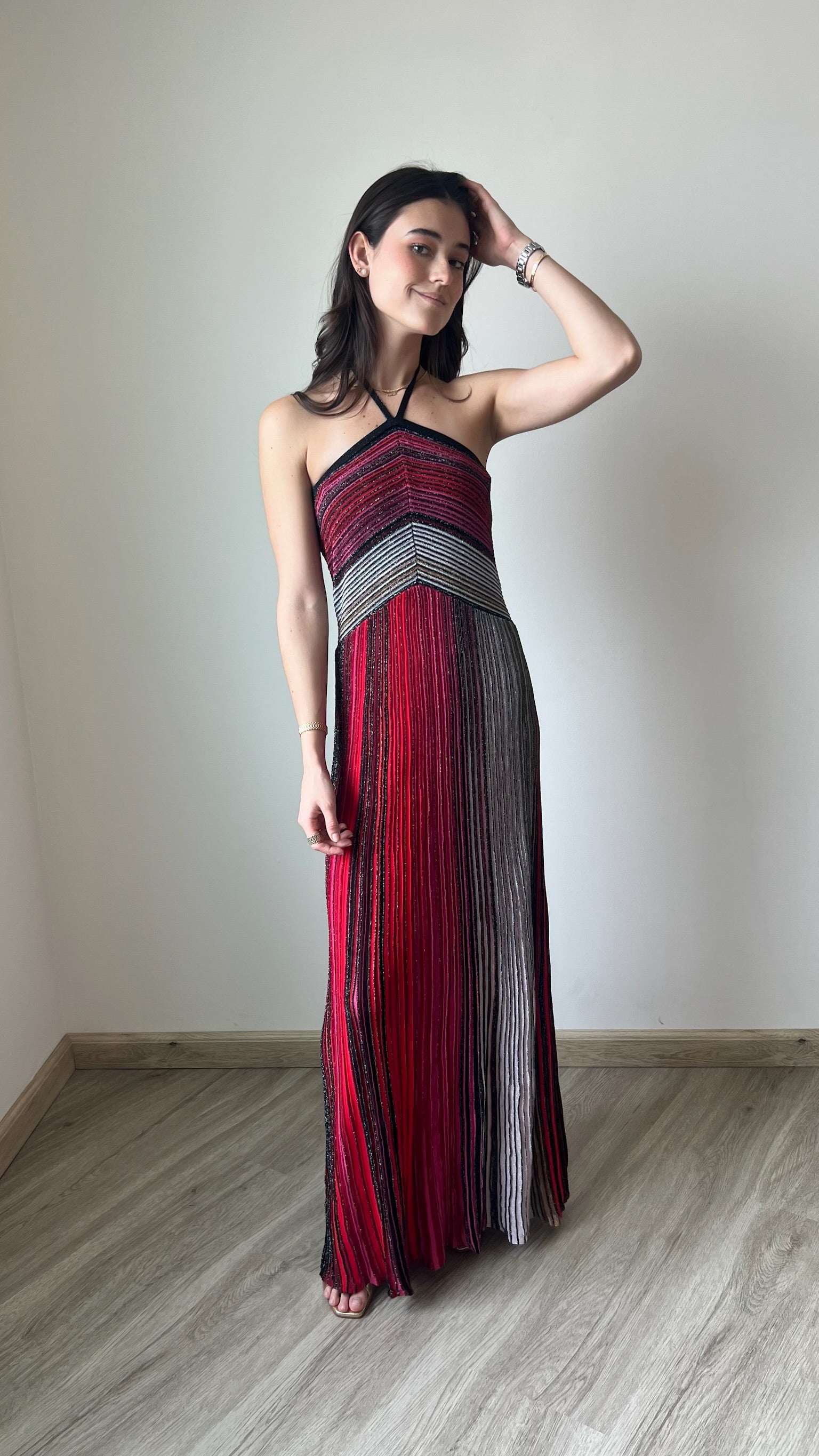 Ulysse Metallic Knit Halterneck Dress