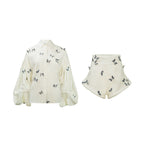 Ophelia Butterfly Embroidered Shirt & Shorts Set