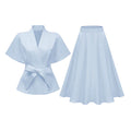 Johanna Conjunto Azul Blusa y Falda