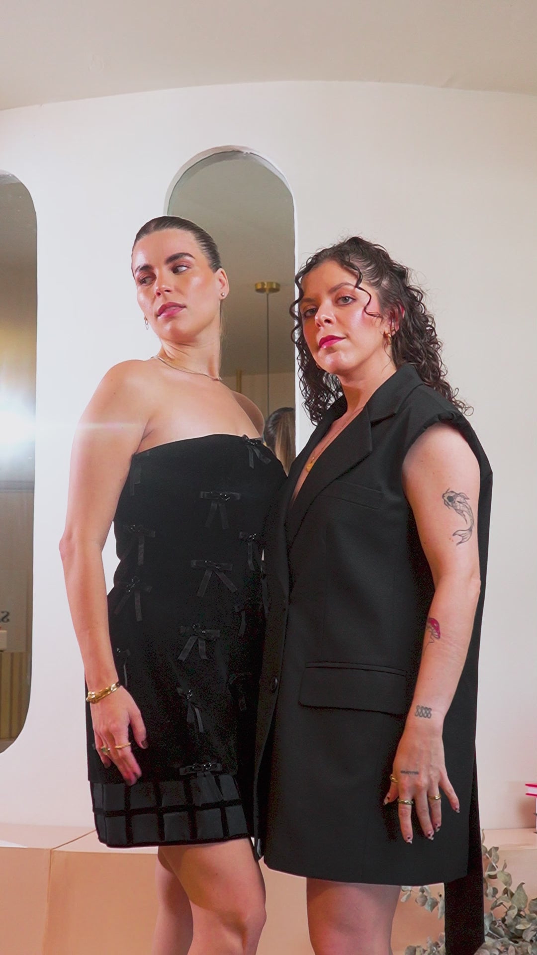 Black Bow-Detail Mini Dress - Elegant Slim Fit Cocktail Dress